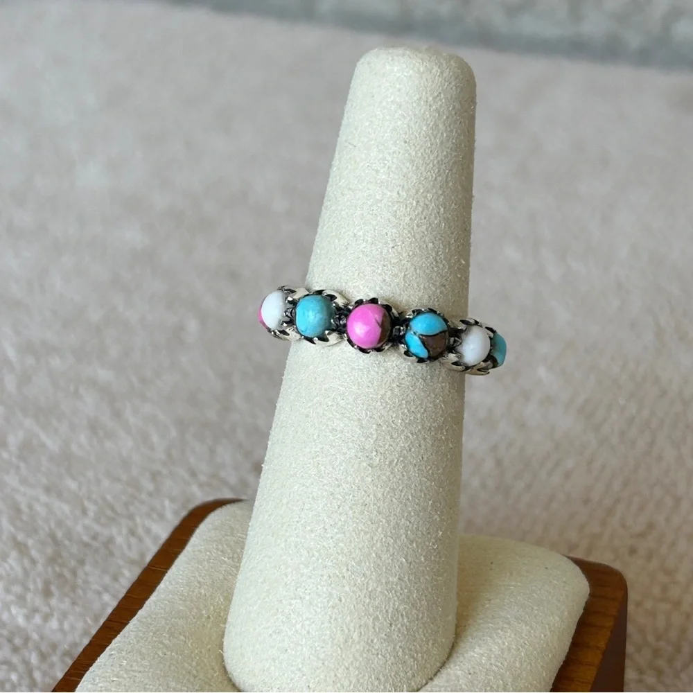 925 Sterling Silver Kingman Cotton Candy Eternity Ring